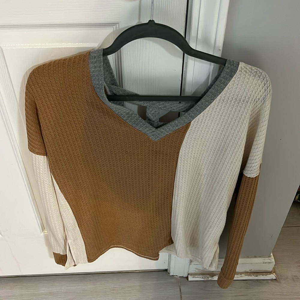 Cream and brown long sleeve